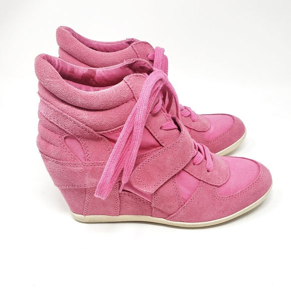 Ash | Bowie Pink Suede Wedge Lace Sneakers Size 39 - Picture 2 of 8